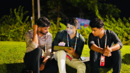 Outdoor group hangout at night